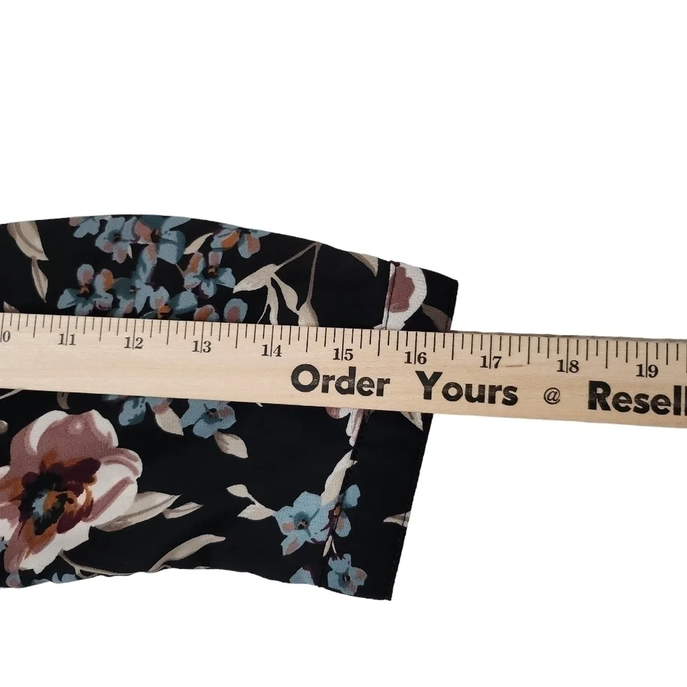 Lulus Such a Beauty Dress Medium Black Floral Button-Up Collar Button Front - Picture 12 of 12
